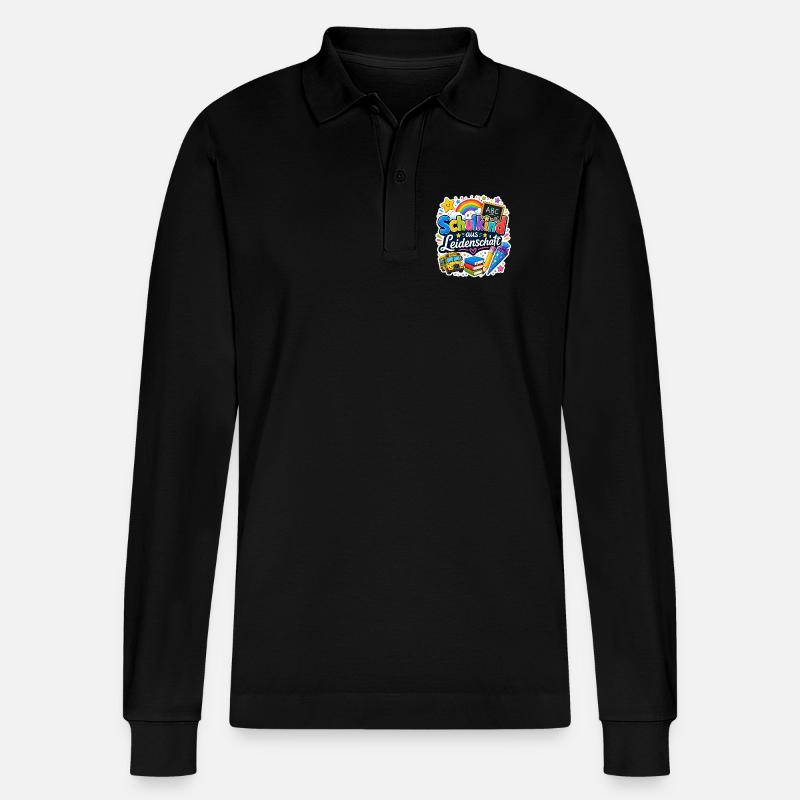 Schulkind 2026 Einschulung 2026 Schulanfang - Stanley/Stella Unisex Bio-Langarm-Poloshirt Prepster - Schwarz