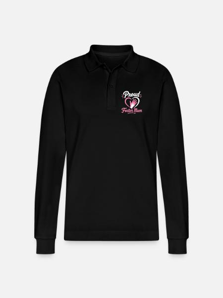 Stolzes Pflegemama-Herzemblem - Stanley/Stella Unisex Bio-Langarm-Poloshirt Prepster - Schwarz