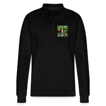 Stolzer Gärtner-Geschenk - Stanley/Stella Unisex Bio-Langarm-Poloshirt Prepster - Schwarz - Vorne - Anna (173cm) & Nico (186cm)