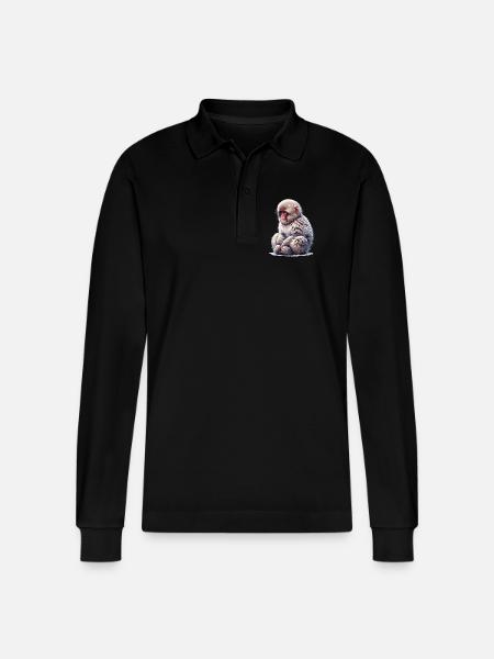 Snow Monkey - Stanley/Stella Organic Unisex Long-Sleeved Polo Shirt Prepster - black