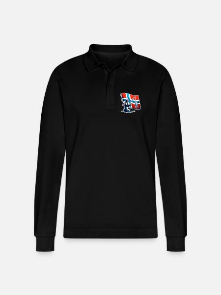 Norway Angler Motif - Stanley/Stella Organic Unisex Long-Sleeved Polo Shirt Prepster - black