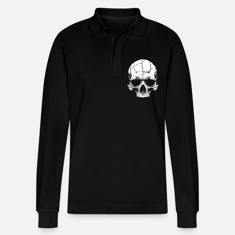 Totenkopf Crâne Schädel - Polo à manches longues bio PREPSTER Stanley/Stella Unisexe - noir