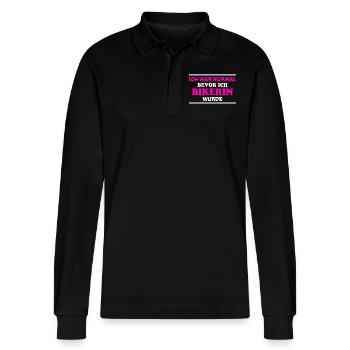 Bikerin Spruch Biker Lustiges Bikerin Geschenk - Stanley/Stella Unisex Bio-Langarm-Poloshirt Prepster - Schwarz - Vorne - Anna (173cm) & Nico (186cm)
