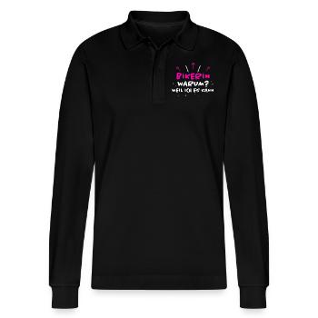 Bikerin Spruch Biker Lustiges Bikerin Geschenk - Stanley/Stella Unisex Bio-Langarm-Poloshirt Prepster - Schwarz - Vorne - Anna (173cm) & Nico (186cm)