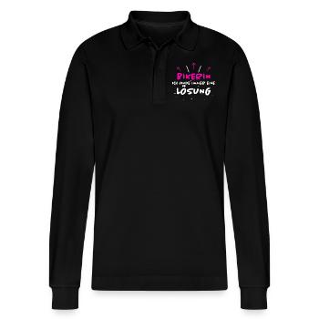Bikerin Spruch Biker Lustiges Bikerin Geschenk - Stanley/Stella Unisex Bio-Langarm-Poloshirt Prepster - Schwarz - Vorne - Anna (173cm) & Nico (186cm)