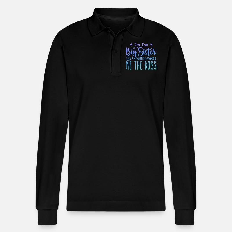 Ich bin die große Schwester - Stanley/Stella Unisex Bio-Langarm-Poloshirt Prepster - Schwarz