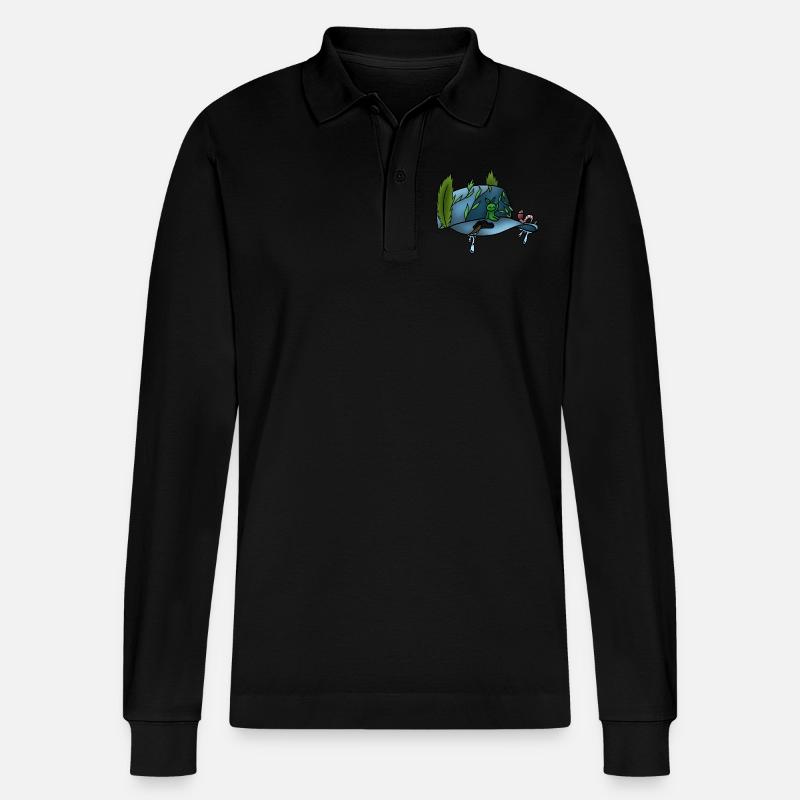Die Druckkappe! Von Pousse2Bamboo ! - Stanley/Stella Unisex Bio-Langarm-Poloshirt Prepster - Schwarz