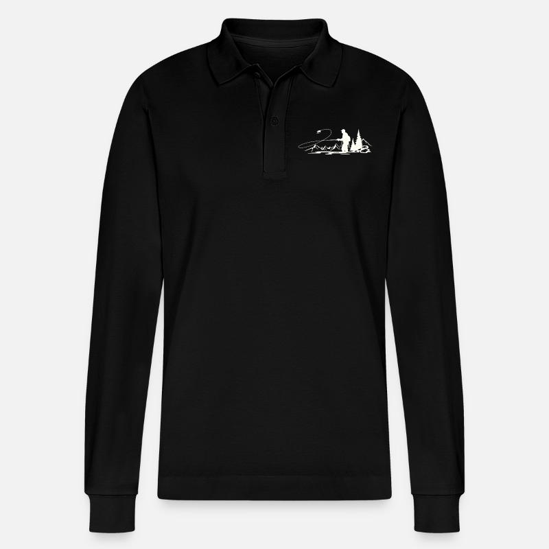 Sauerland Fliegenfischen - Stanley/Stella Unisex Bio-Langarm-Poloshirt Prepster - Schwarz
