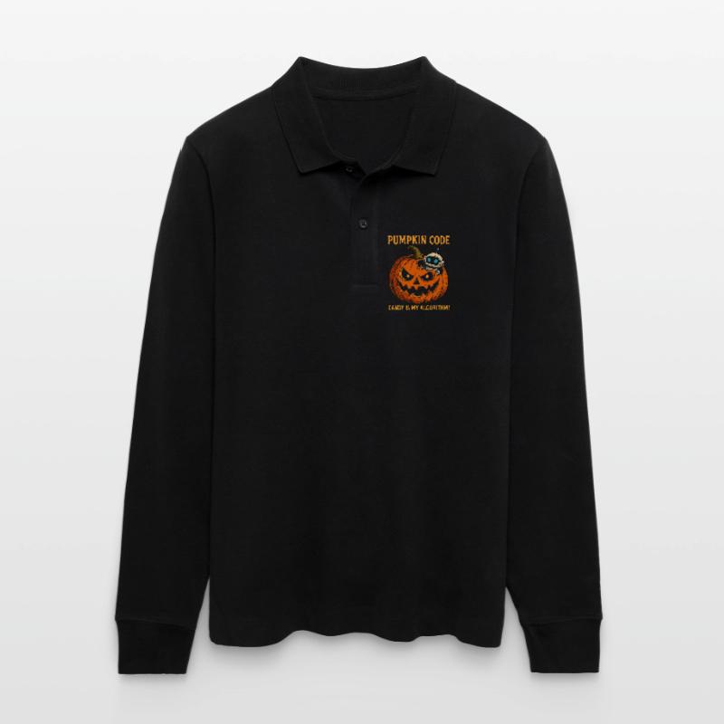 Pumpkin Code: Candy is My Algorithm! Stanley/Stella Organic Unisex Long-Sleeved Polo Shirt Prepster