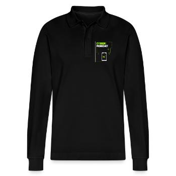Cyber Monday shopping spree - Stanley/Stella Organic Unisex Long-Sleeved Polo Shirt Prepster - black - Front - Anna (173cm) & Nico (186cm)