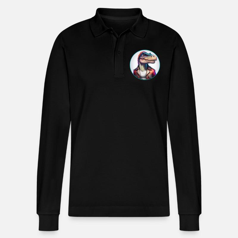 Dinosaurier Lederjacke - Stanley/Stella Unisex Bio-Langarm-Poloshirt Prepster - Schwarz