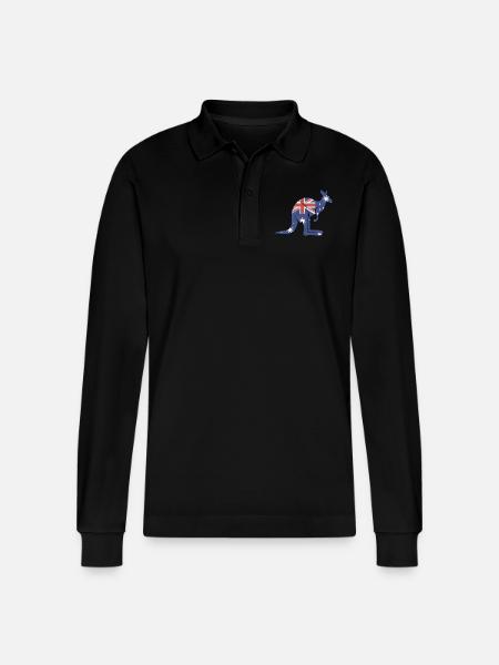Kangaroo Kangaroo exotic animals Australia - Stanley/Stella Organic Unisex Long-Sleeved Polo Shirt Prepster - black