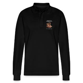 Alte Zeiten - Stanley/Stella Unisex Bio-Langarm-Poloshirt Prepster - Schwarz - Vorne - Anna (173cm) & Nico (186cm)