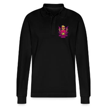 New Graphic Order Supermotiv - Stanley/Stella Organic Unisex Long-Sleeved Polo Shirt Prepster - black - Front - Anna (173cm) & Nico (186cm)