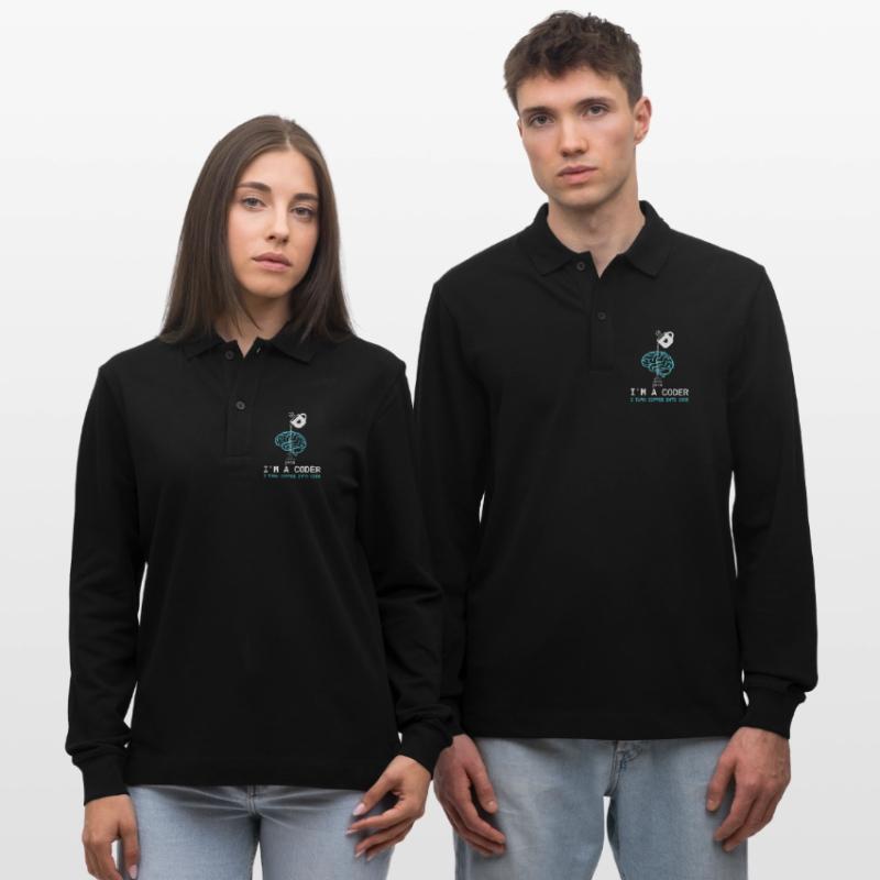 T-shirt Coder : Du café dans le code – Nerdy Programmie Polo à manches longues bio PREPSTER Stanley/Stella Unisexe