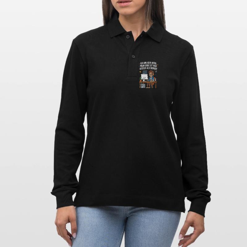 Coder Humor Programmierer Spruch Stanley/Stella Unisex Bio-Langarm-Poloshirt Prepster