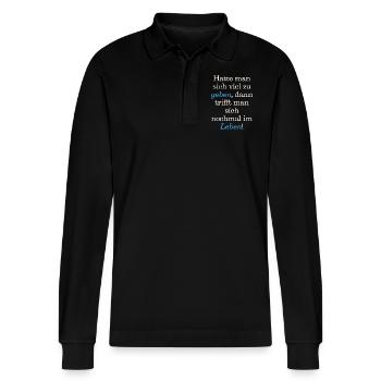 Spruch, T-Shirt, Hatte man sich viel zu geben, - Stanley/Stella Unisex Bio-Langarm-Poloshirt Prepster - Schwarz - Vorne - Anna (173cm) & Nico (186cm)