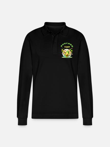 Avocado team - Stanley/Stella Organic Unisex Long-Sleeved Polo Shirt Prepster - black