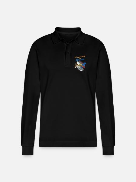 Pencil shark in ocean adventure - Stanley/Stella Organic Unisex Long-Sleeved Polo Shirt Prepster - black