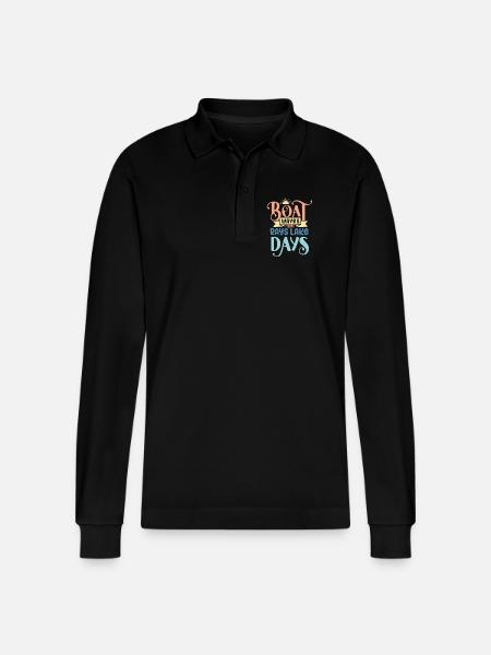Boat Waves Sun Rays Lake Days - Stanley/Stella Organic Unisex Long-Sleeved Polo Shirt Prepster - black