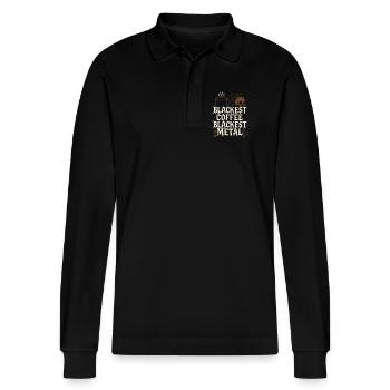 Schwarzer Kaffee Metal - Stanley/Stella Unisex Bio-Langarm-Poloshirt Prepster - Schwarz - Vorne - Anna (173cm) & Nico (186cm)