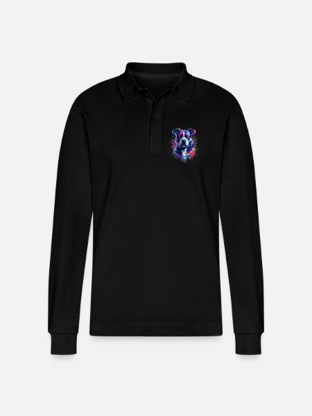 American Staffordshire Terrier - Stanley/Stella Organic Unisex Long-Sleeved Polo Shirt Prepster - black