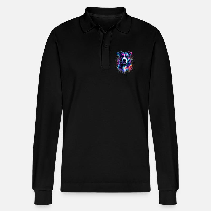 American Staffordshire Terrier - Stanley/Stella Unisex Bio-Langarm-Poloshirt Prepster - Schwarz