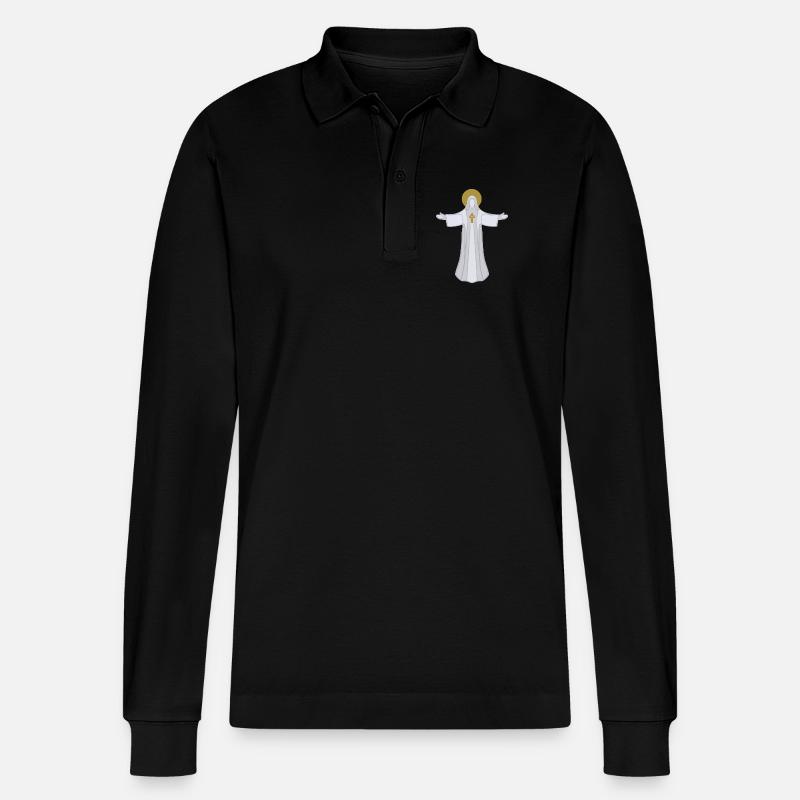 Saint Auréole Jésus à bras ouverts - Polo à manches longues bio PREPSTER Stanley/Stella Unisexe - noir