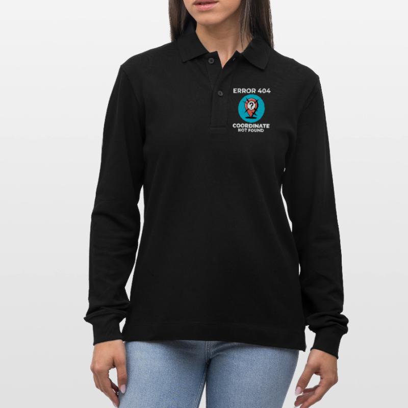 Question Mark Pin Lost Location GIS Error Stanley/Stella Organic Unisex Long-Sleeved Polo Shirt Prepster
