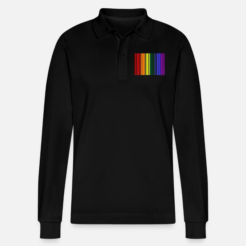 Rainbow Barcode - Stanley/Stella Organic Unisex Long-Sleeved Polo Shirt Prepster - black