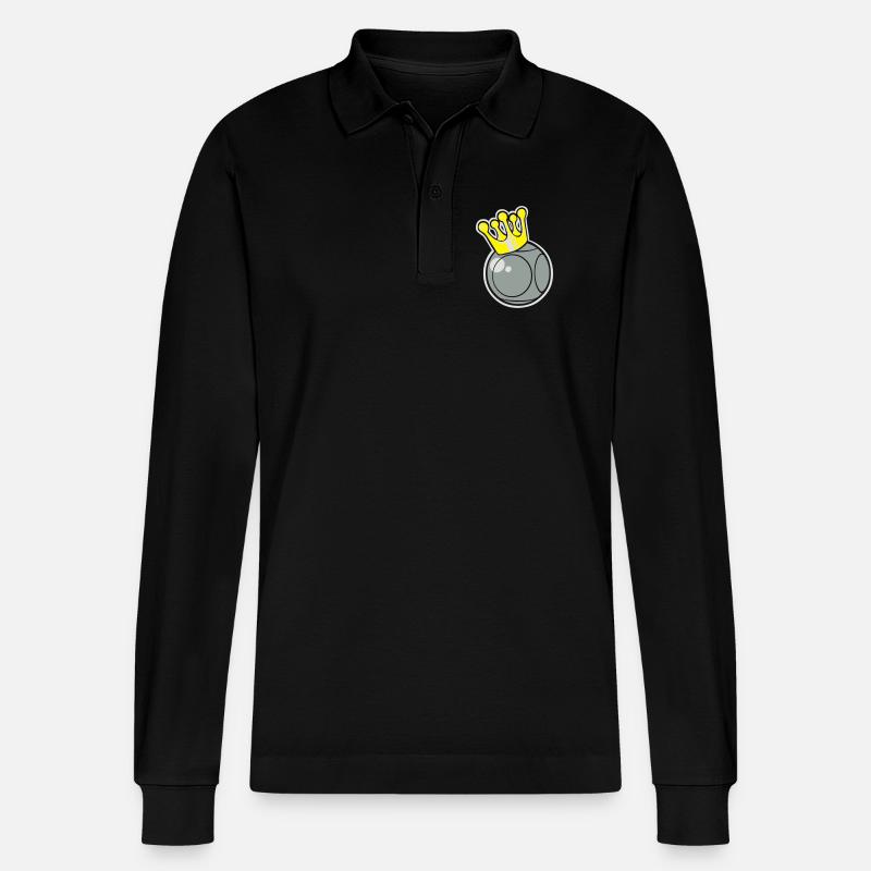 king petanque logo flex - Stanley/Stella Unisex Bio-Langarm-Poloshirt Prepster - Schwarz