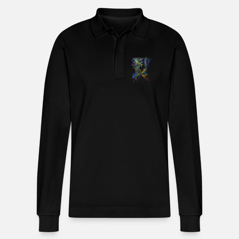 Futurismus Abstrakt - 3D Muster - Stanley/Stella Unisex Bio-Langarm-Poloshirt Prepster - Schwarz