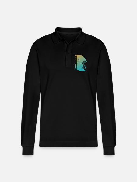 Gorilla Face - Stanley/Stella Organic Unisex Long-Sleeved Polo Shirt Prepster - black