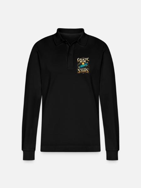 Galactic Mom Raising Stars - Stanley/Stella Organic Unisex Long-Sleeved Polo Shirt Prepster - black