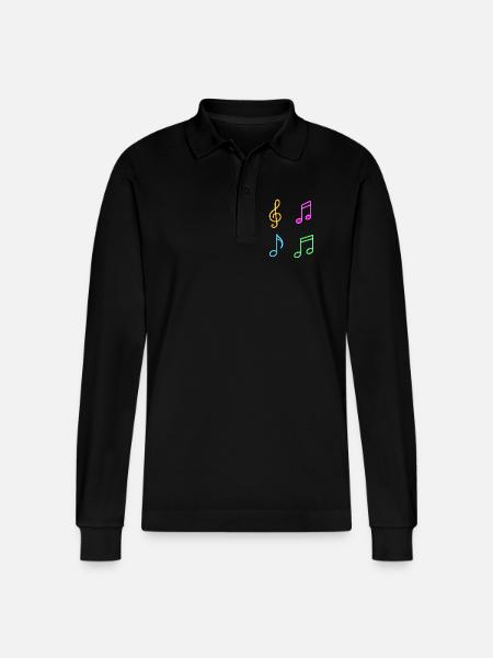 Neon Sheet Music – Music Vibes - Stanley/Stella Organic Unisex Long-Sleeved Polo Shirt Prepster - black