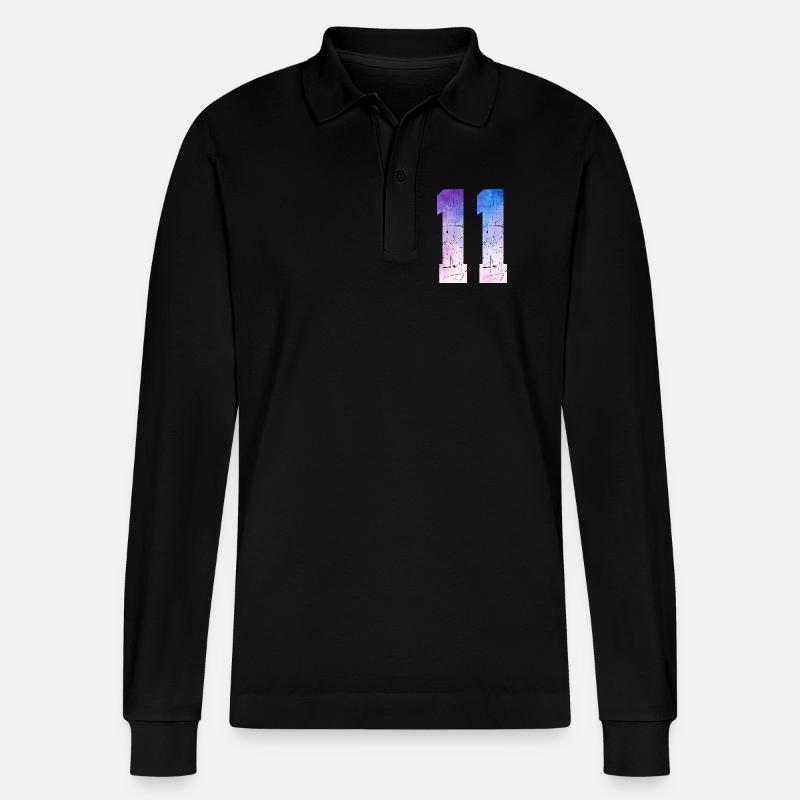 Ausgabe 11 – 11. Jubiläumsgeschenk - Stanley/Stella Unisex Bio-Langarm-Poloshirt Prepster - Schwarz