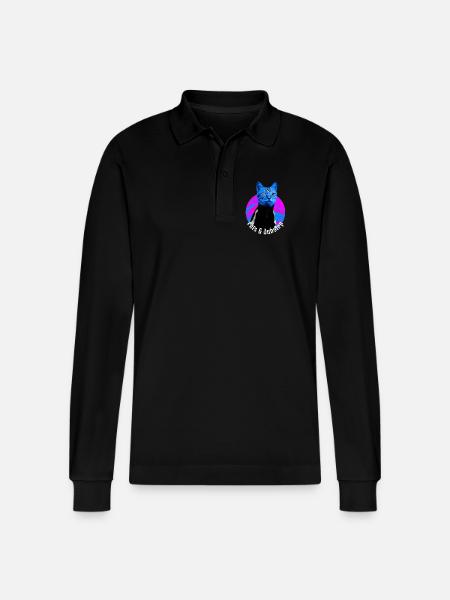 Cats & Dubstep - Rave Outfit Festival Dubstep - Stanley/Stella Organic Unisex Long-Sleeved Polo Shirt Prepster - black