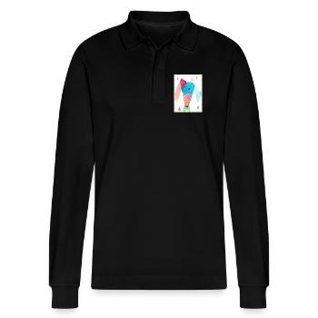 Kunterbunte Kawaii-Eiscreme - Stanley/Stella Unisex Bio-Langarm-Poloshirt Prepster - Schwarz - Vorne - Anna (173cm) & Nico (186cm)