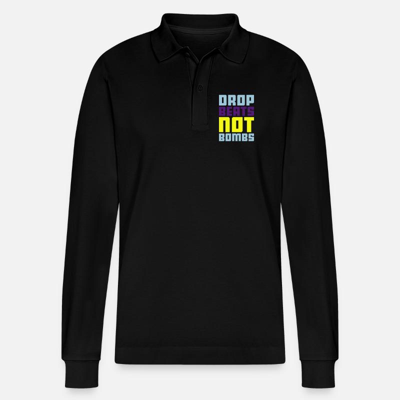 drop beats not bombs - Polo à manches longues bio PREPSTER Stanley/Stella Unisexe - noir