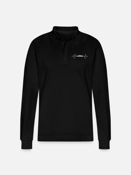 Cairo Heartbeat Skyline Cairo - Stanley/Stella Organic Unisex Long-Sleeved Polo Shirt Prepster - black