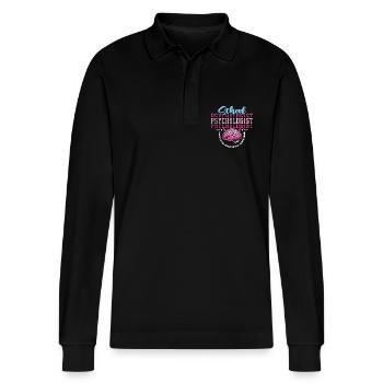 School Psychologist Fostering Resilience Counselor - Stanley/Stella Organic Unisex Long-Sleeved Polo Shirt Prepster - black - Front - Anna (173cm) & Nico (186cm)