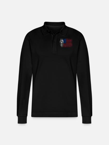 Bartender Mixologist American Flag - Stanley/Stella Organic Unisex Long-Sleeved Polo Shirt Prepster - black