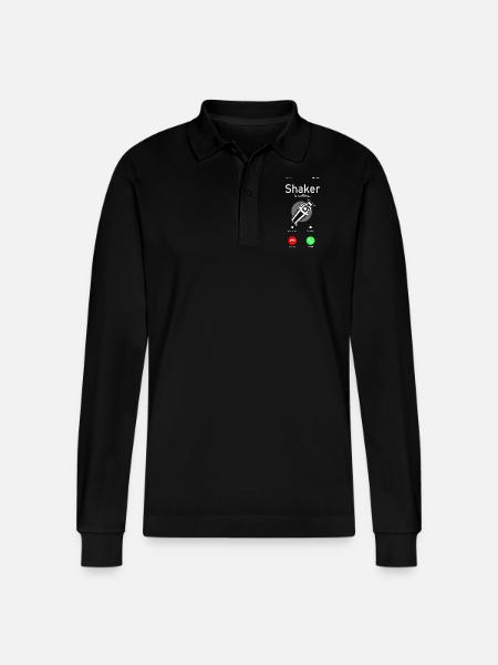 Bartender Mixologist Phone Display - Stanley/Stella Organic Unisex Long-Sleeved Polo Shirt Prepster - black