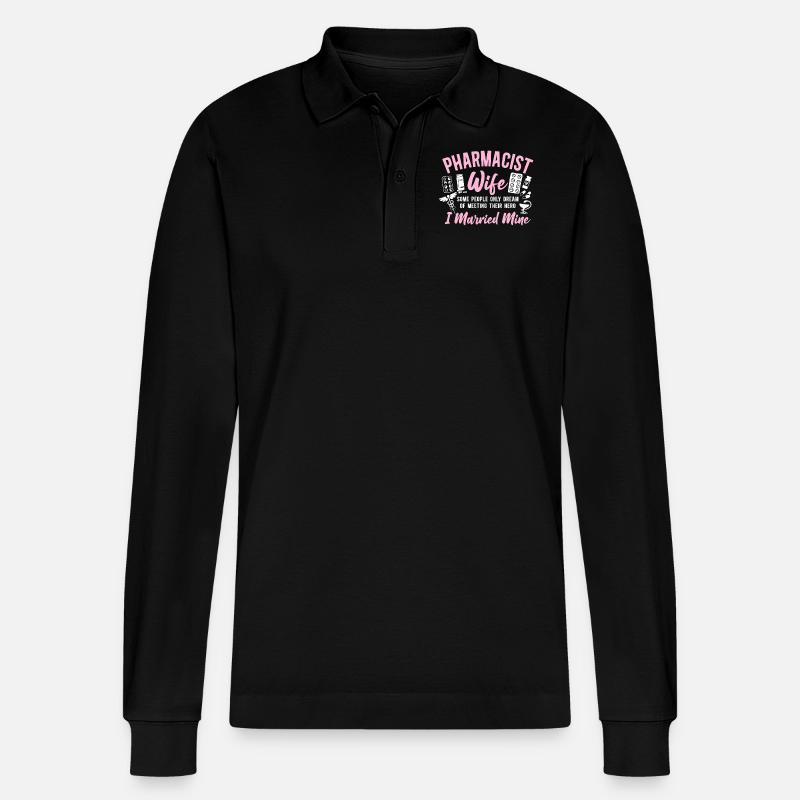Pharmacy Tech Technician - Stanley/Stella Organic Unisex Long-Sleeved Polo Shirt Prepster - black