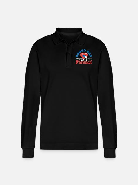 Pharmacy Tech Technician - Stanley/Stella Organic Unisex Long-Sleeved Polo Shirt Prepster - black