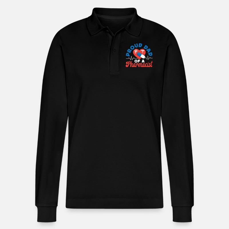 Pharmacy Tech Technician - Stanley/Stella Organic Unisex Long-Sleeved Polo Shirt Prepster - black