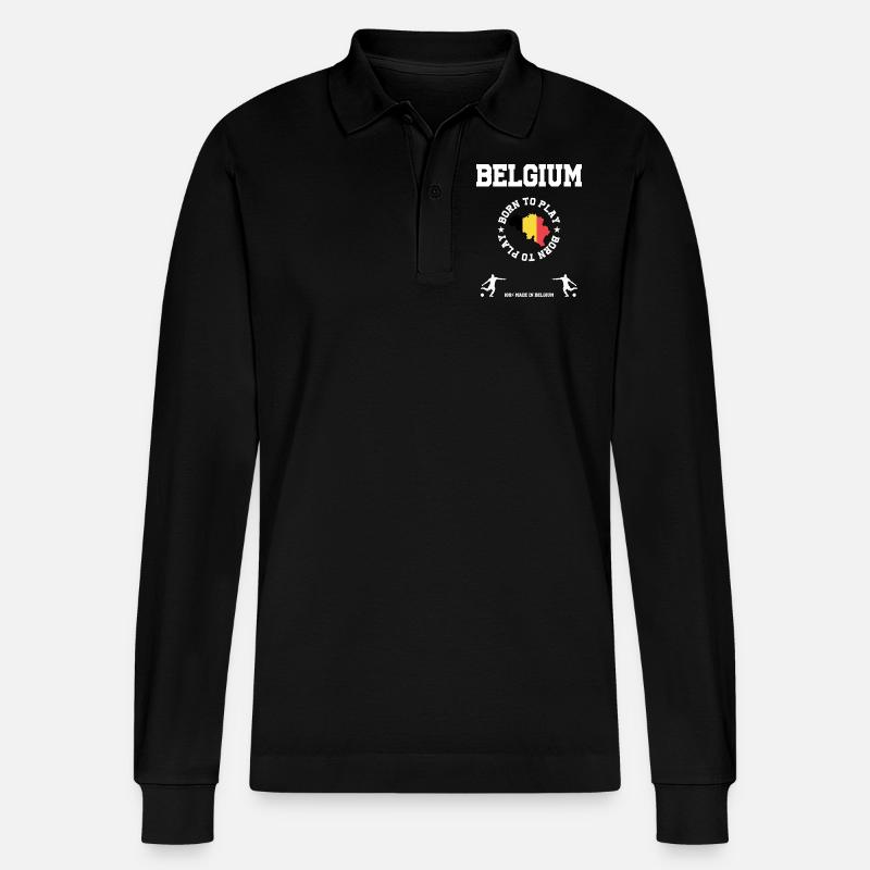 Belgien - Stanley/Stella Unisex Bio-Langarm-Poloshirt Prepster - Schwarz
