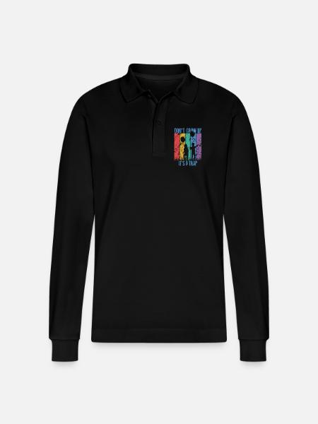 grow up child kid - Stanley/Stella Organic Unisex Long-Sleeved Polo Shirt Prepster - black