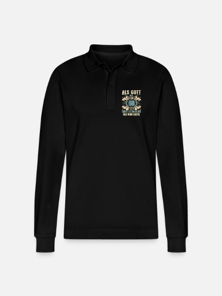 68. Geburtstag Als Gott Mich Schuf Vor - Stanley/Stella Unisex Bio-Langarm-Poloshirt Prepster - Schwarz