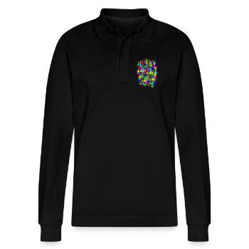 Grass field - Stanley/Stella Organic Unisex Long-Sleeved Polo Shirt Prepster - black - Front - Anna (173cm) & Nico (186cm)